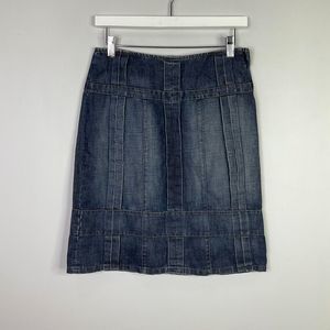 Vintage AX ARMANI EXCHANGE Women Skirt Chambray Cotton Linen Blend Size 0P 90's